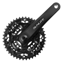 CRANKSET SUNLT MTB 170x42/32/22 SQ 7/8s BK/BK 