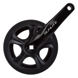 CRANKSET SUNLT INNER CITY 38x165 3/32 SQ BK/BK STL RING w/CHAINGUARD 