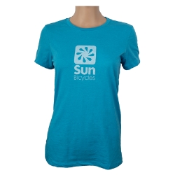 CLOTHING T-SHIRT SUN LOGO LADIES MD HEATHER AQUA 