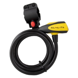 LOCK SUNLT DFNDR D1 CBL 10mmx6f KEY W/BKT COIL BK/YL 