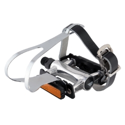 PEDALS PURE PREMIUM 9/16 SL w/CLIPS & LEATHER-STRAPS 