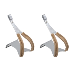 TOE CLIPS MKS RD STL CP w/LEATHER LG 