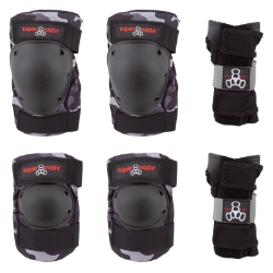 PAD SET TRIPLE8 SAVER-3 ELBO/KNE/WRST LG CHARCOAL CAMO 