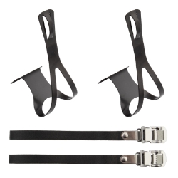 TOE CLIPS SUNLT RD STL w/LTHR STRP BK LG 