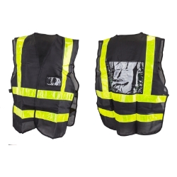 SAFETY VEST SUNLT REFLECTIVE DELIVERY w/ID &LOGO HOLDER BK/GN 
