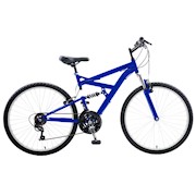 Cycle Force Dual Suspension Mountain Bike, 26 in wheels, 18 in frame, Mens Bike, Blue 